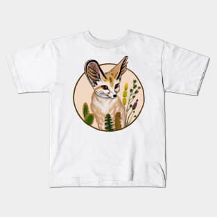 Fennec fox among desert flowers Kids T-Shirt